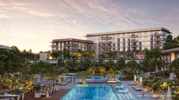 Emaar Oceanstar's sunbath area infront of infinity pool at Rashid Yachts and Marina Dubai