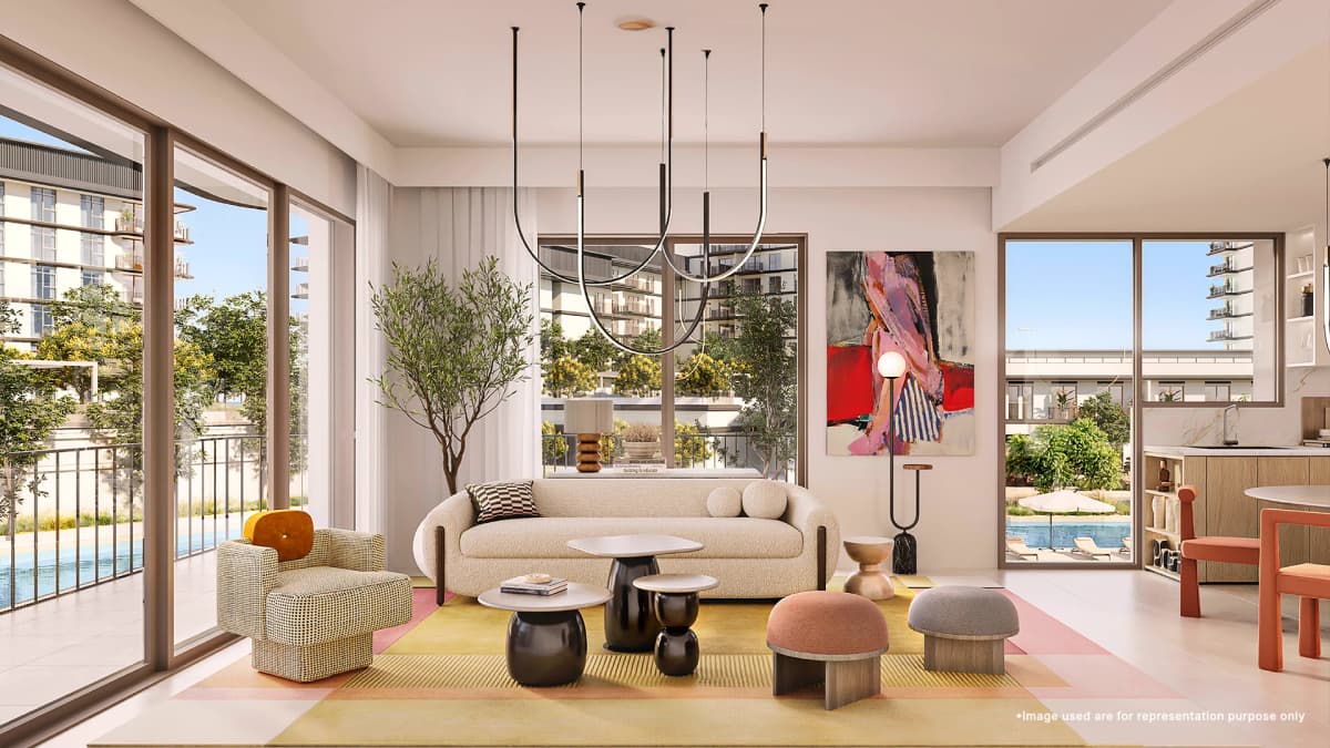 Emaar Ocean Star Family Room at Rashid Yachts and Marina features an cozy interior  with breathtaking views 