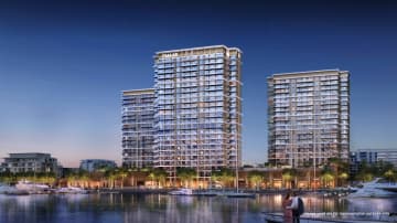 Luxurious new Emaar Marina Views At Rashid yachts And marina waterfront apartments and penthouses in Dubai, designed with floor-to-ceiling windows, sleek interiors, and private terraces that offer stunning views of the coastline.