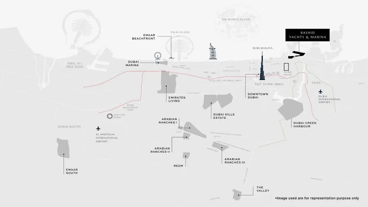 Rashid yancts and Marina map