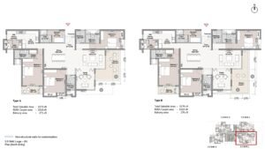True North by Living walls Apartment in North Bangalore Floor 3.5 BHK Large - B3 Plan
