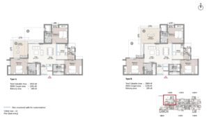 True North by Living walls Apartment in North Bangalore Floor Plan 3BHK Unit 1