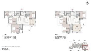 True North by Living walls Apartment in North Bangalore floor plan 3 BHK Unit A4