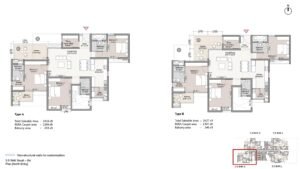 True North by Living walls Apartment in North Bangalore floor plan 3.5 BHK B4 Plan