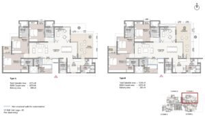 True North by Living walls Apartment in North Bangalore floor plan 3.5 BHK Unit large B2