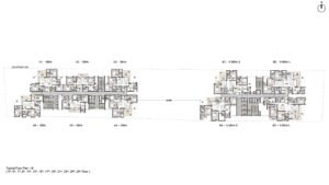 True North by Living walls Apartment in North Bangalore typical floor plan B 3rd, 5th, 7th, 9th, 11th, 13th, 15th, 17th,19th, 21th, 23rd ,25th, 29th Floor