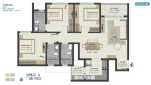 Sobha-Town-Park-Type-1-3BHK-Floor-Plan