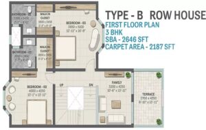 Sobha-Victoria-Park-3bhk-Row-House-First-Floor-Plan