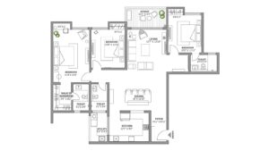 Assetz Soho & Sky Apartment in North Bangalore Floor Plan 3 Bhk