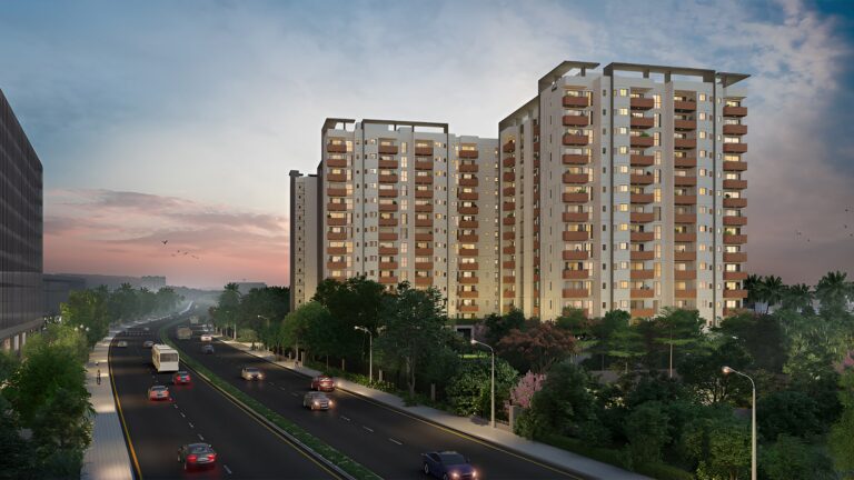 Assetz Soho & Sky Apartment in North Bangalore night view