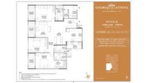 Godrej Athena apartment in indrangar bangalore Floor Plan Block H 3 Bhk Luxe Type 04 Floor G,1,2,3,4