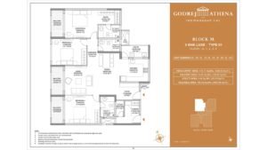 Godrej Athena apartment in indrangar bangalore Floor Plan Block M 3 Bhk Luxe Type 01 Floor G,1,2,3,4