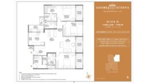 Godrej Athena apartment in indrangar bangalore Floor Plan Block M 3 Bhk Luxe Type 02 Floor G,1,2,3,4