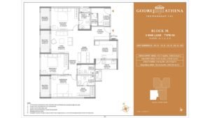 Godrej Athena apartment in indrangar bangalore Floor Plan Block M 3 Bhk Luxe Type 04 Floor G,1,2,3,4
