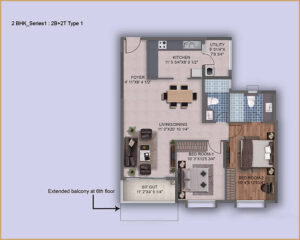 Purva-Westend-2-BHK-Floor-Plan