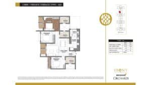 Ebony at Brigade Orchards Apartment in Devanahalli, Bangalore 3 BHK + Private Terrace ( Type - A3)