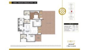 Ebony at Brigade Orchards Apartment in Devanahalli, Bangalore 3 BHK + Private Terrace (type - A4)