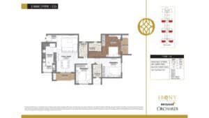 Ebony at Brigade Orchards Apartment in Devanahalli, Bangalore 3 BHK Type C1