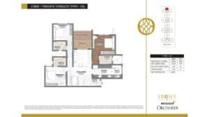 Ebony at Brigade Orchards Apartment in Devanahalli, Bangalore Floor Plan 3Bhk + Private Terrace ( Type - D1)