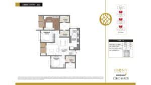 Ebony at Brigade Orchards Apartment in Devanahalli, Bangalore floor plan 3 bhk type A-1
