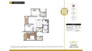 Ebony at Brigade Orchards Apartment in Devanahalli, Bangalore floor plan 3 bhk type A