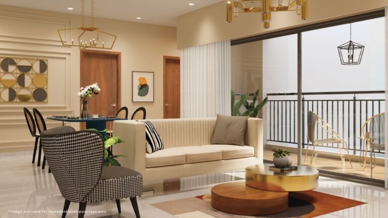 Ebony at Brigade Orchards Apartment in Devanahalli, Bangalore living area with balcony