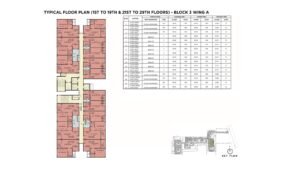 Sattva Lumina Apartment in Bangalore Typical Floor Plan (1st & 21st to 29th floors) Block 3 Wings A