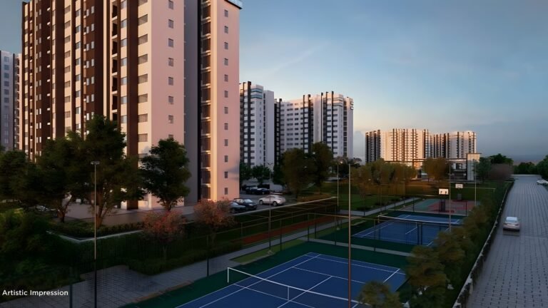 Embassy Edge apartment in embassy spring north bangalore multipurpose court night view
