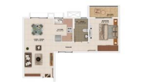 Sattva Park Cubix Apartment in North Bangalore Floor Plan 1BHK Unit Type 4 TV2
