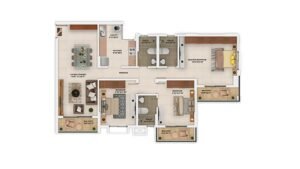 Sattva Park Cubix Apartment in North Bangalore Floor Plan 3BHK Unit Type 1T
