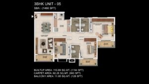 Sattva Park Cubix Apartment in North Bangalore Floor Plan 3BHK Unit Type 5