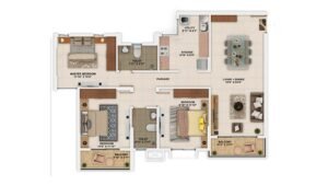 Sattva Park Cubix Apartment in North Bangalore Foor Plan 2.5BHK Unit Type 3T