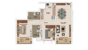 Sattva Park Cubix Apartment in North Bangalore Foor Plan 2BHK Unit Type 2 TV2