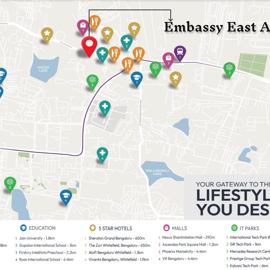 Embassy East Avenue Apartments Whitefield map