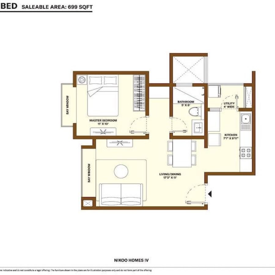 Nikoo-Homes-1-BHK-Floor-plan
